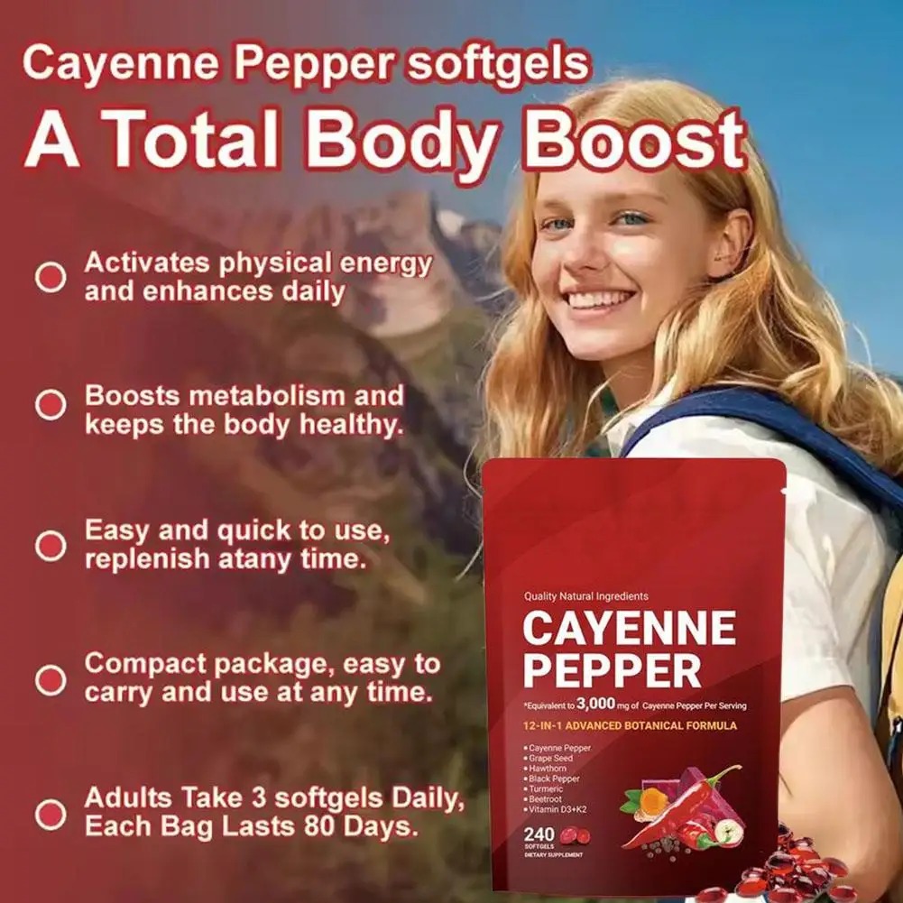 Vitamin D3 K2 Drop - 240 Cápsulas de Pimenta Cayenne 3000mg