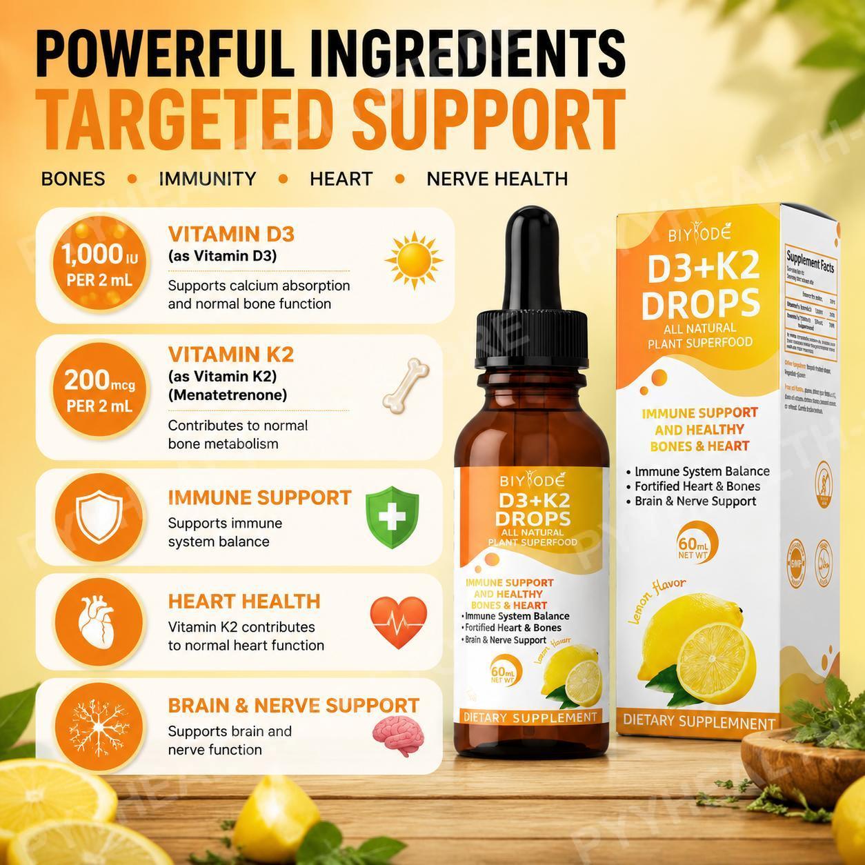 BIYODE Vitamina D3 K2 em Gotas - Vitamin D3 K2 Drop avaliação e preço