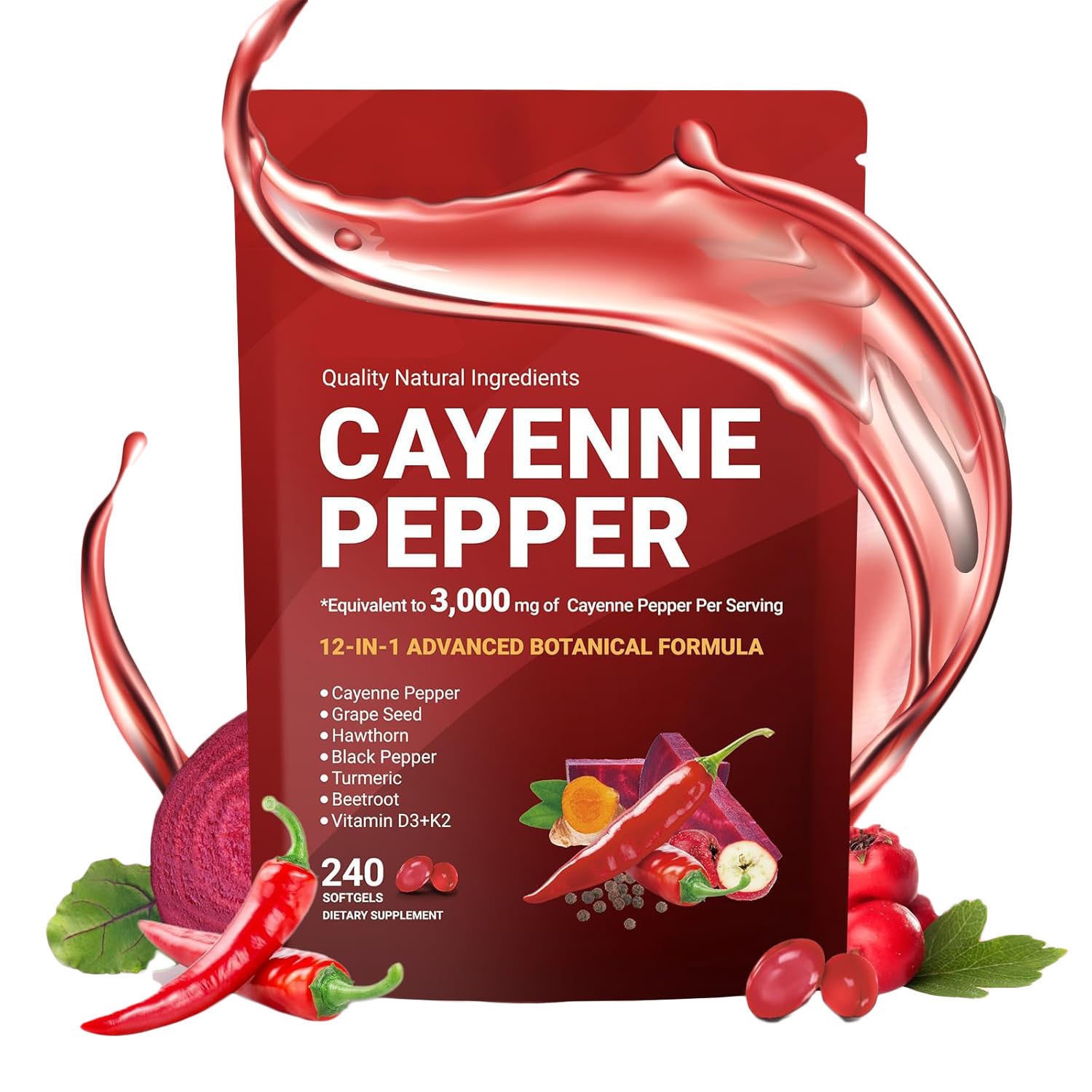 240 Cápsulas de Pimenta Cayenn - Vitamin D3 K2 Drop avaliação e preço